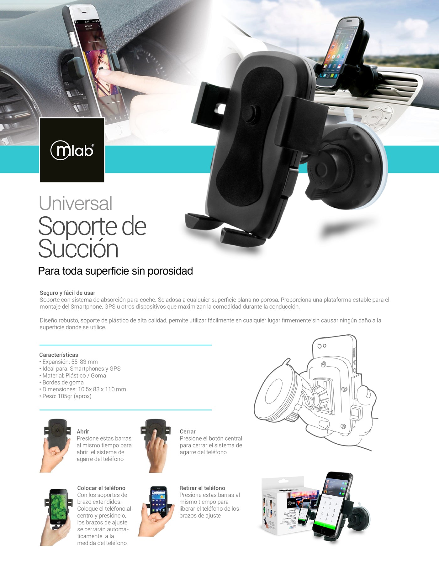 7552 – Soporte para smartphone con sistema de succión