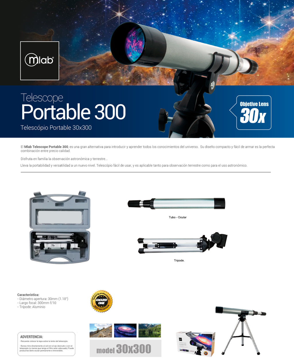 7708 – Telescopio Portable 30×300