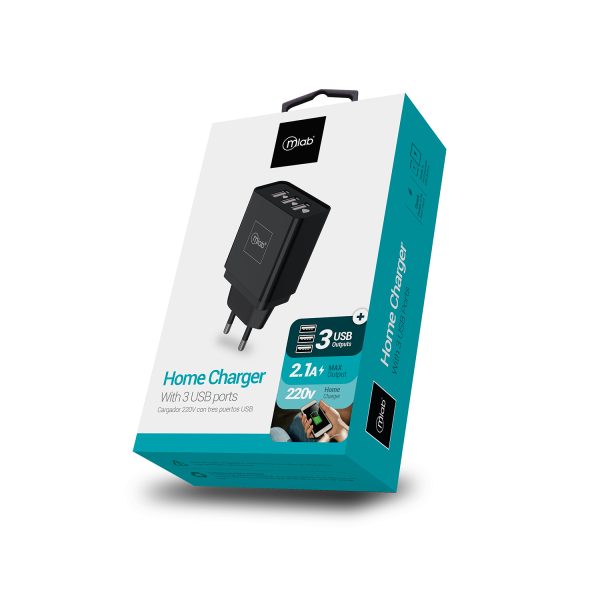 7772 - Home Charger Certificado 3 puertos USB 220v Negro - Image 4