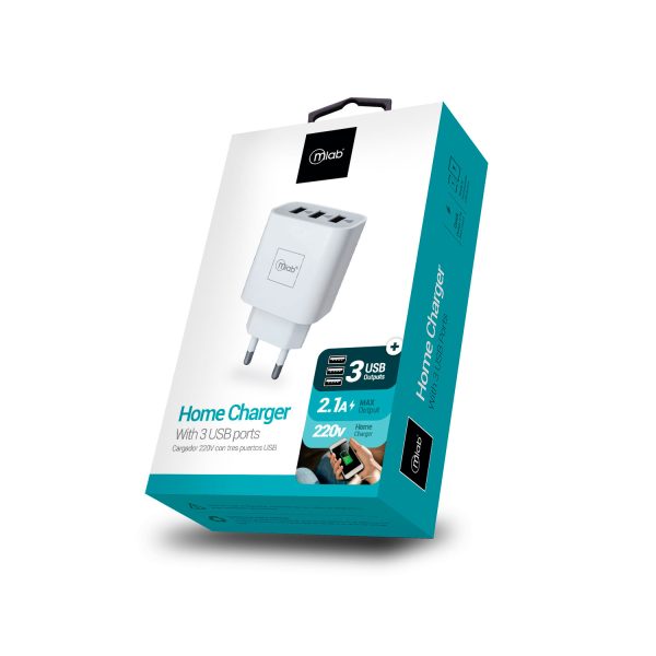 7773 - Home Charger Certificado 3 puertos USB 220v Blanco - Image 4