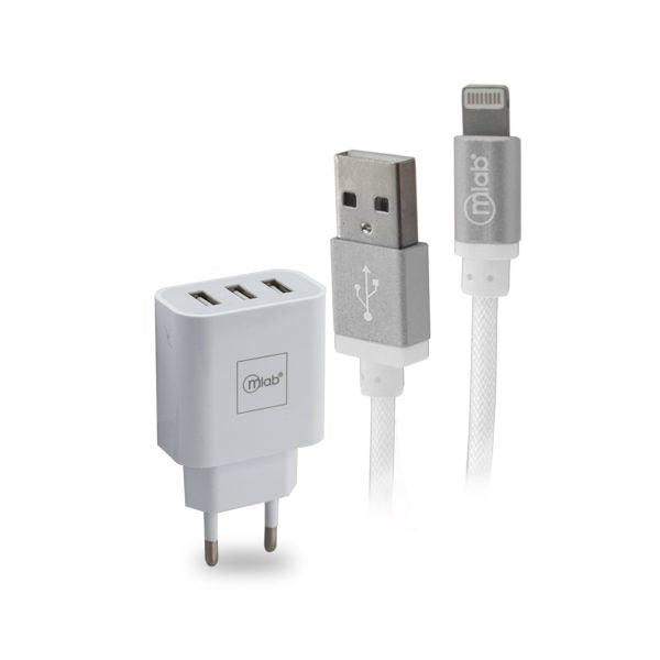 7899 - Kit Cargador Certificado 220v 2 en 1 + Cable Lightning