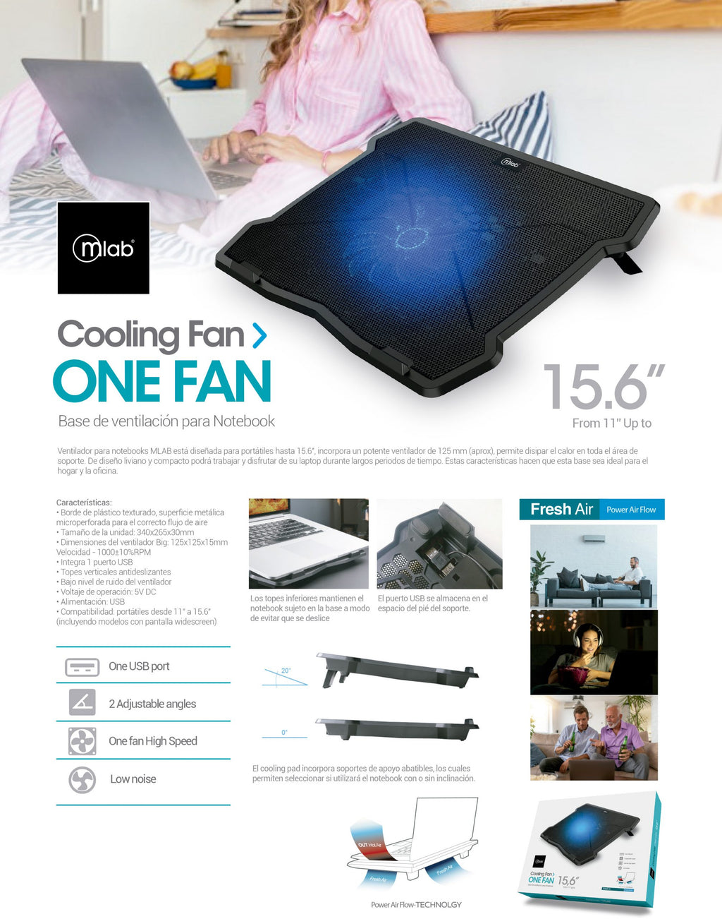 9035- Base Notebook Cooling One Fan 15,6