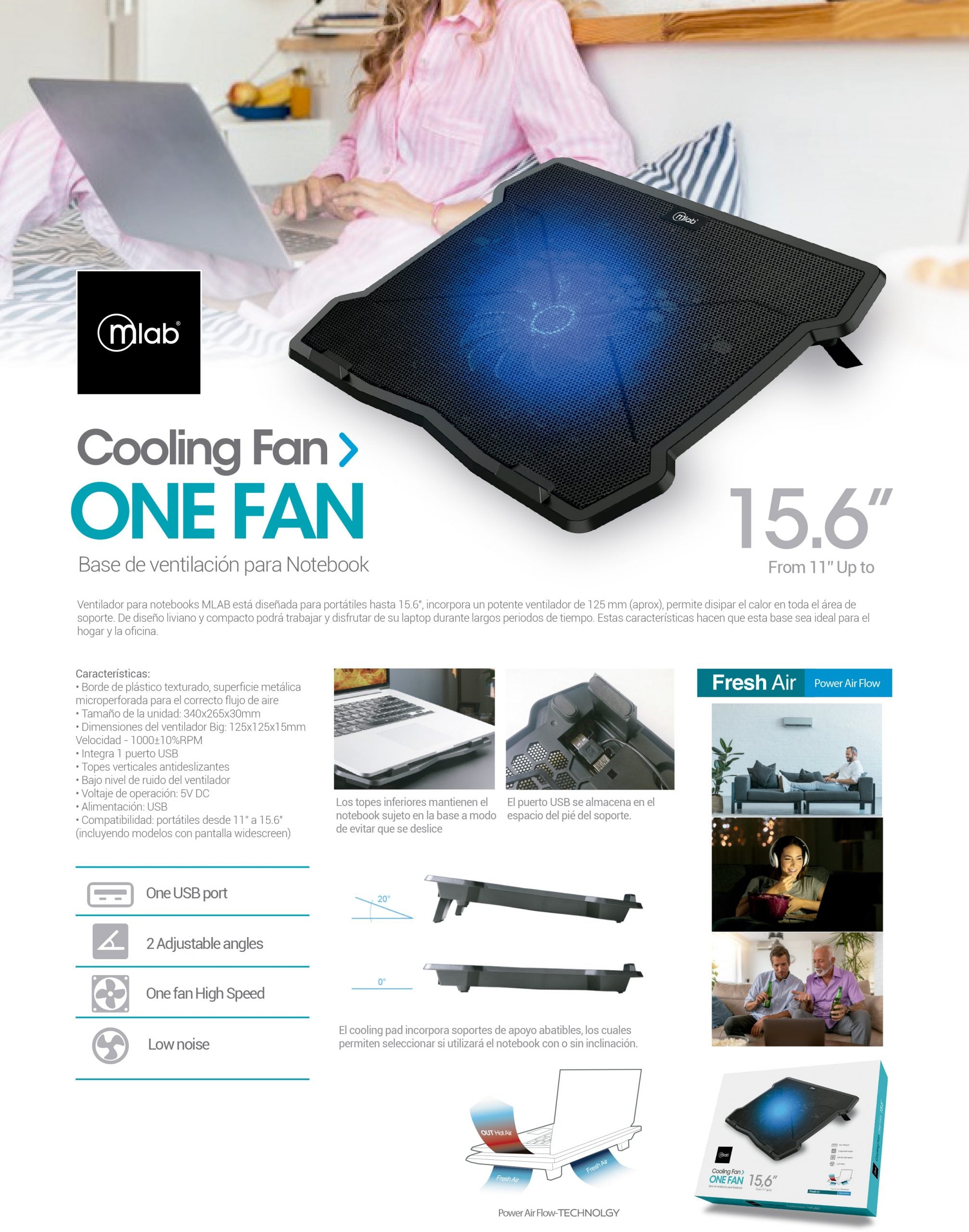 9035- Base Notebook Cooling One Fan 15,6