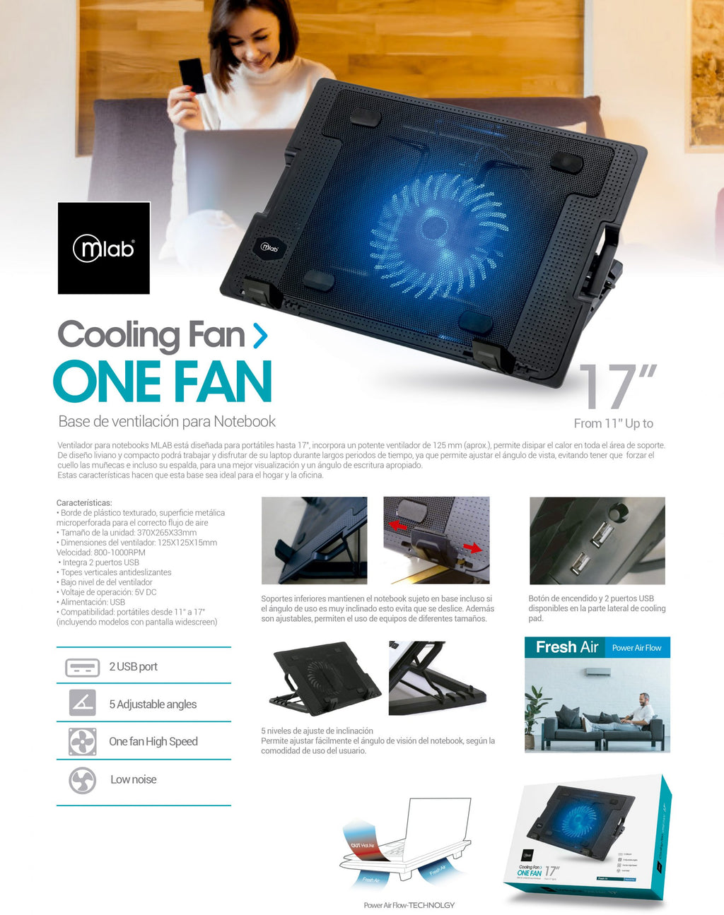9036- Base Notebook Cooling One Fan 17