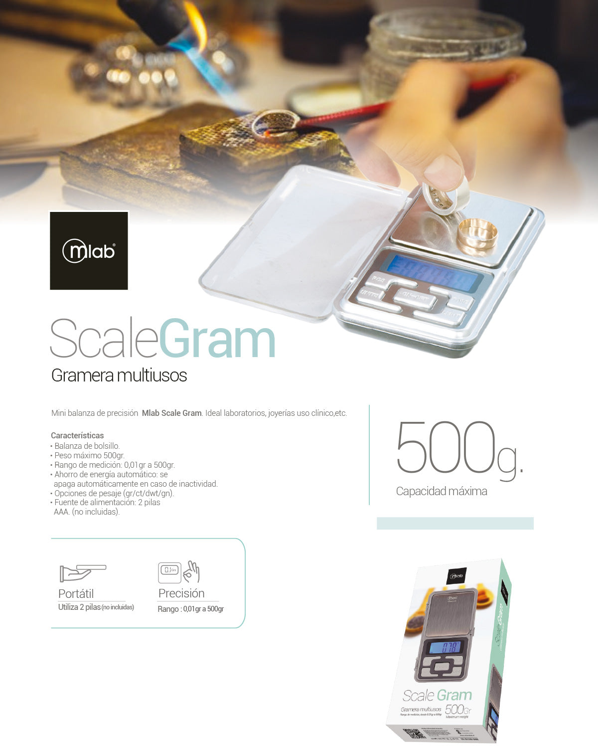 9050 – Balanza portátil gramera – ScaleGram 500g.