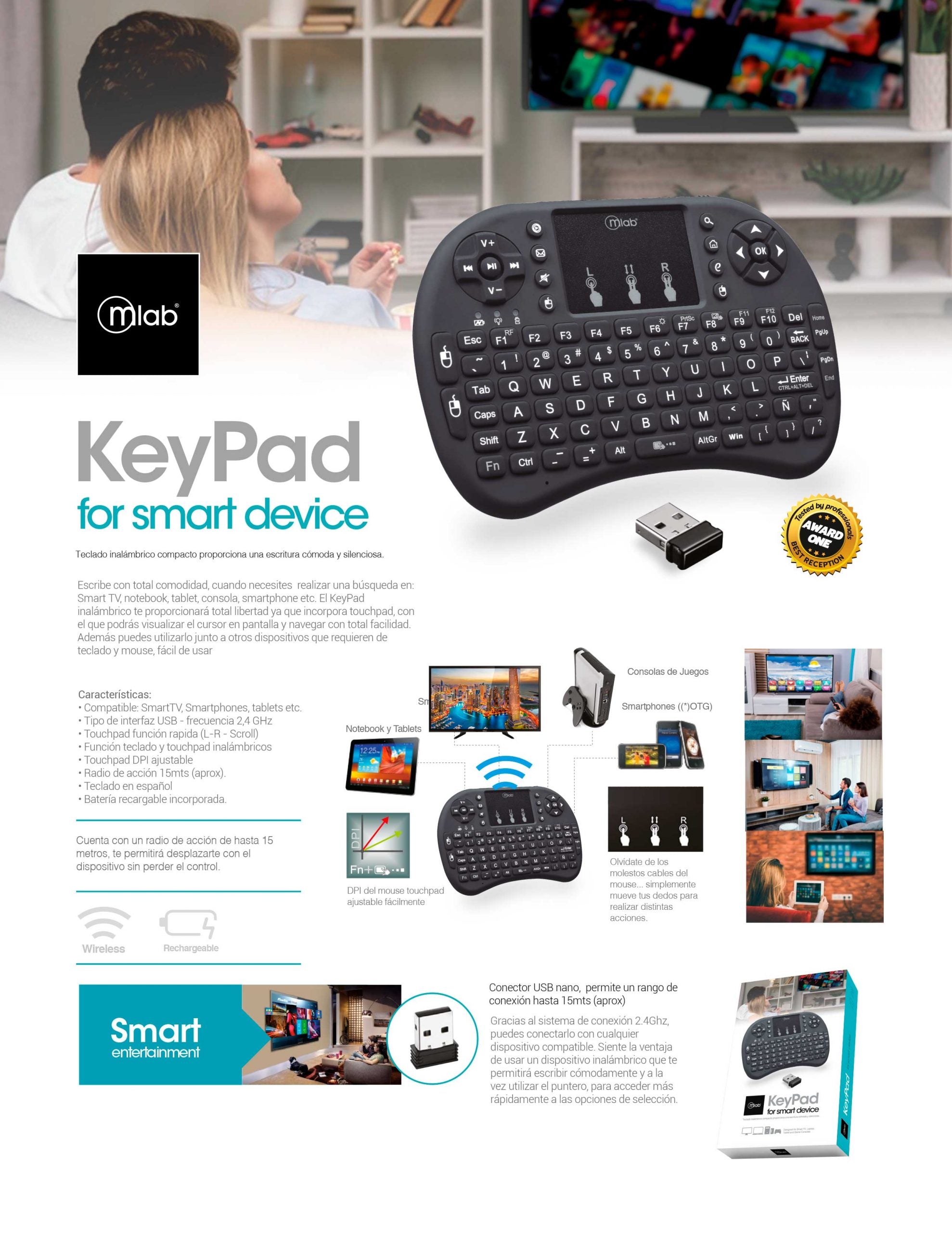 9077- Teclado Mini Smart touchpad, para Smart TV