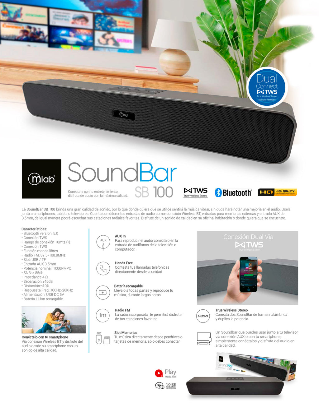9144 – Parlante SoundBar Tws Bluetooth SB100