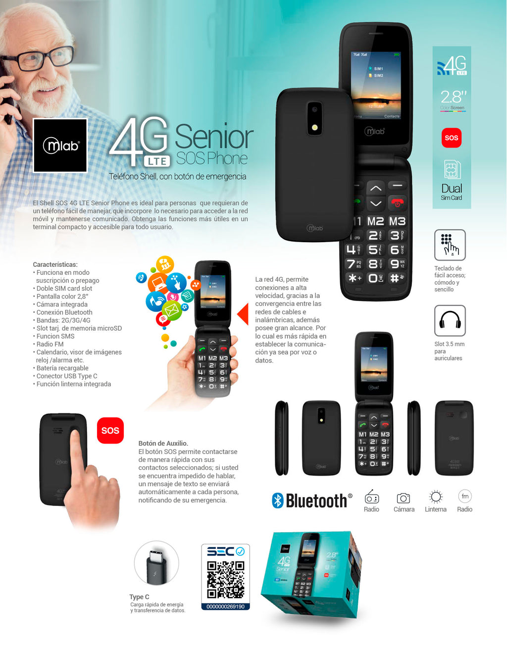 9204 -Teléfono Senior Phone SOS 4G LTE