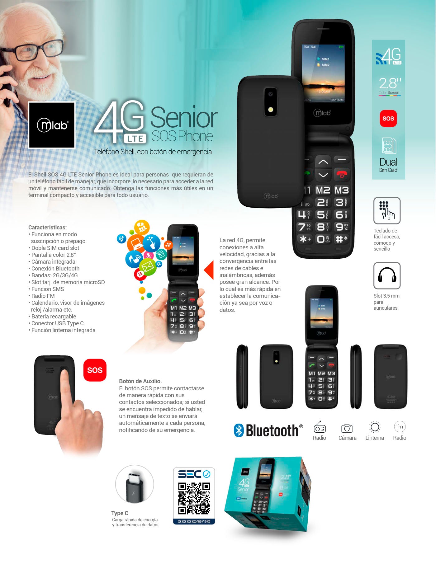 9204 -Teléfono Senior Phone SOS 4G LTE