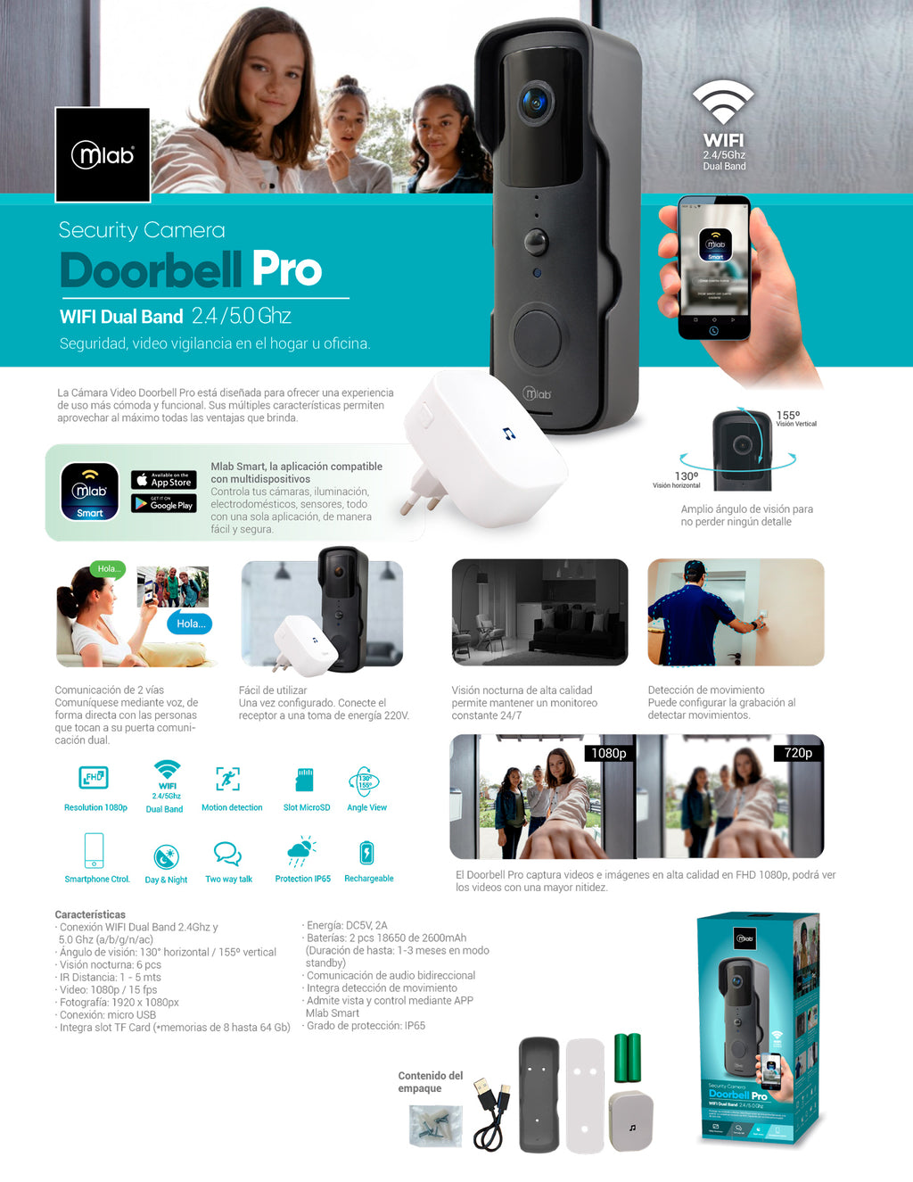 9256 – Security Cam Doorbell Pro WIFI Dual Band 2.4 / 5.0 Ghz