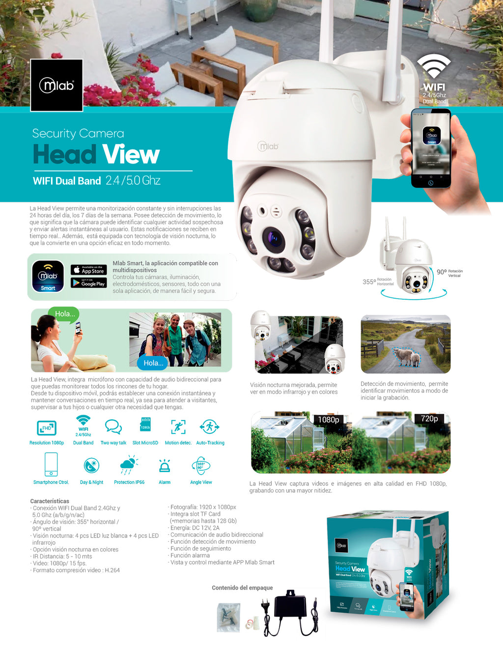 9259 – Security Cam Head View WIFI Dual Band 2.4 / 5.0 Ghz