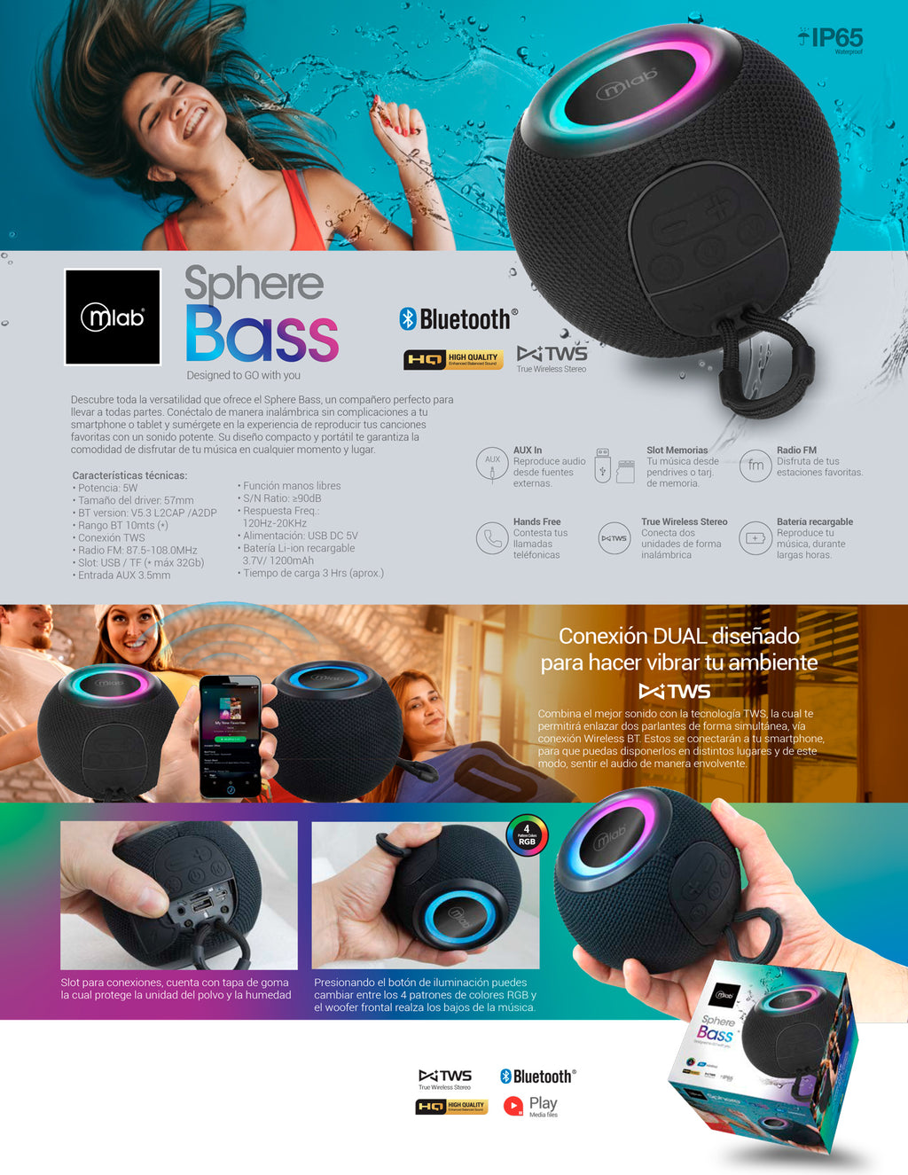 9299 – Sphere Bass TWS Speaker