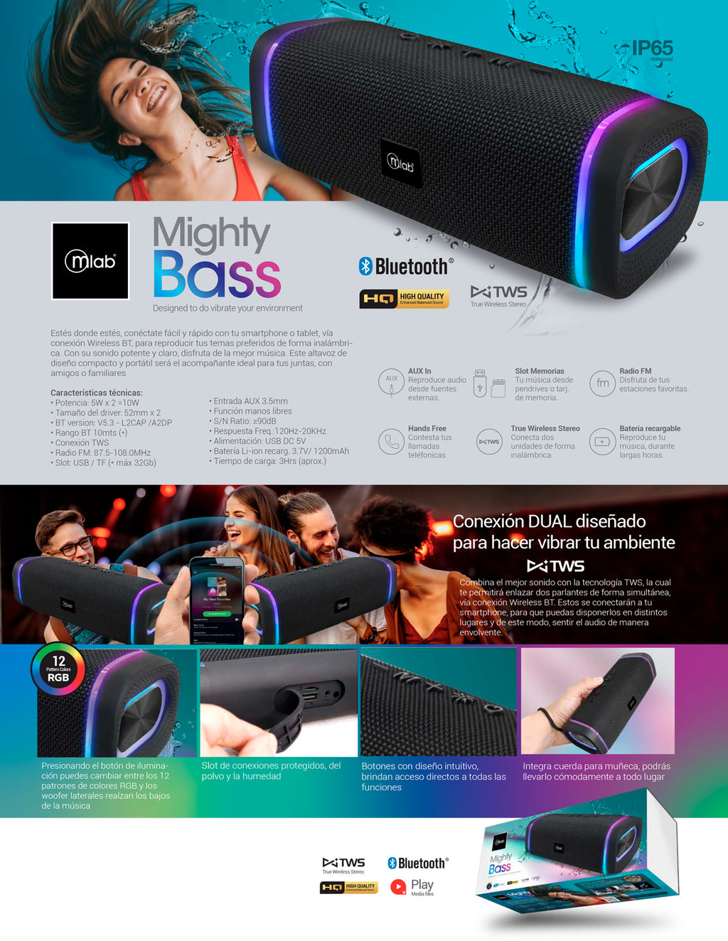9300- Mighty Bass TWS Speaker