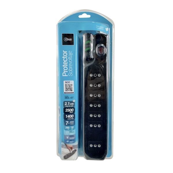 9304- Protector Sobrevoltaje MCL-07 1400J 2.1mt Negro - Image 2