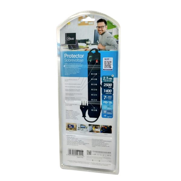 9304- Protector Sobrevoltaje MCL-07 1400J 2.1mt Negro - Image 3