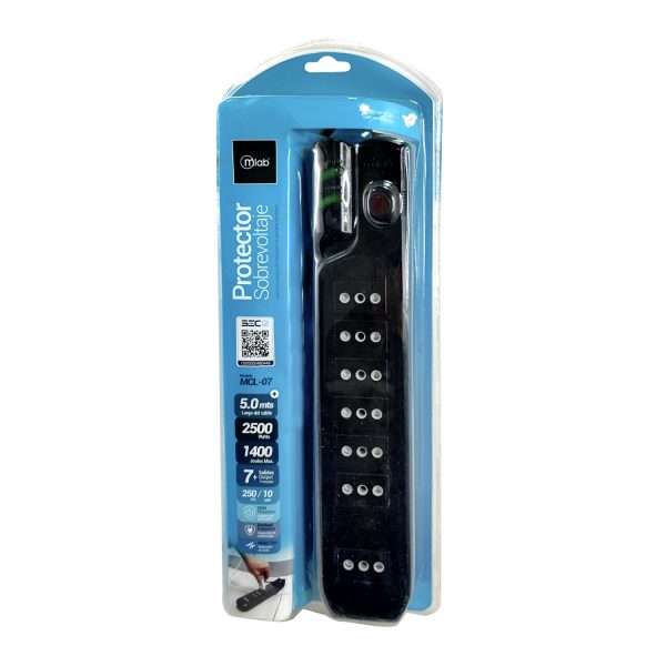 9306- Protector Sobrevoltaje MCL-07 1400J 5.0mt Negro - Image 2
