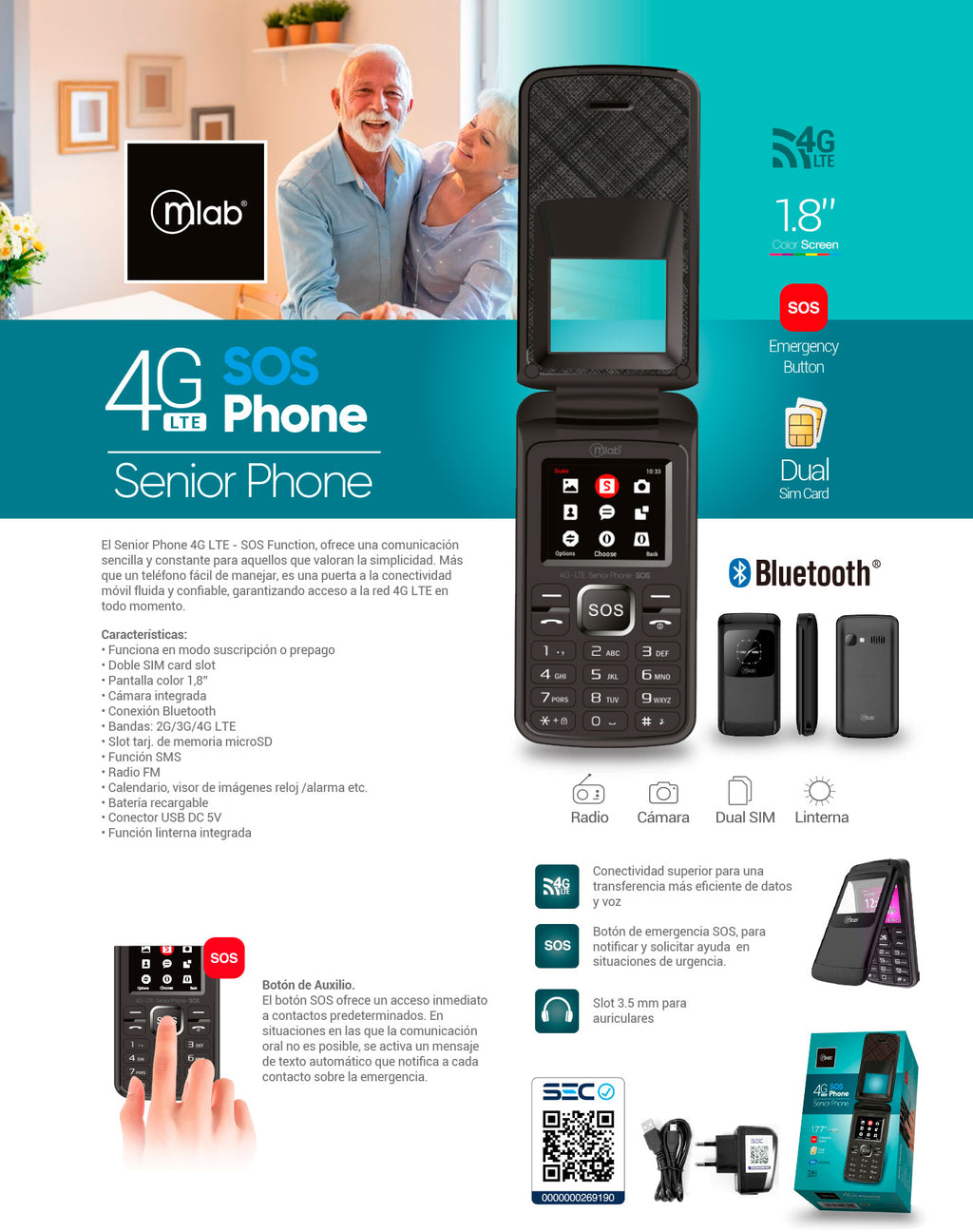 9312 -Teléfono Senior Phone 4G – SOS function
