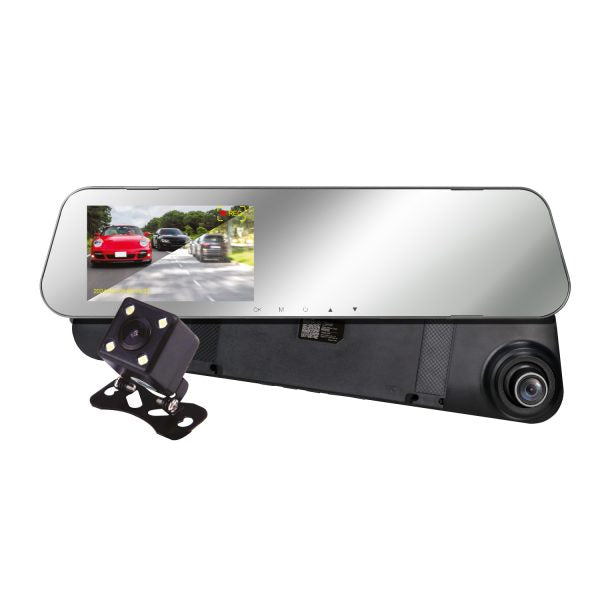 9320 - Cámara Espejo Auto DVR FHD 2 Cámaras Front 1080p/ Rear 720p