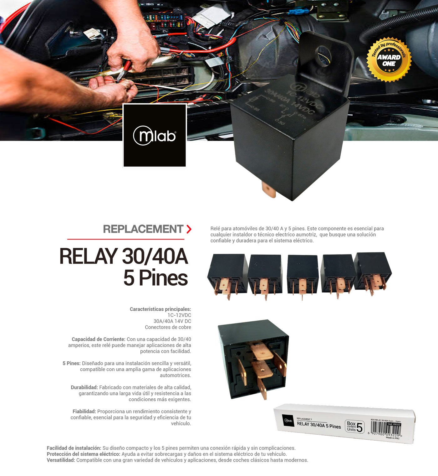 9322 – Relay 30/40A 5 Pines