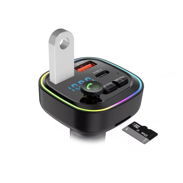 9349 - MLAB Transmisor FM BT 12V-24V + Cargador Rápido 20W 2USB QC3.0 + PD 3.1A + MSD - Image 3