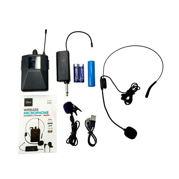 9385- Mlab micrófono portátil inalámbrico UHF 2 en 1, cintillo + lavalier, recargable - Image 4