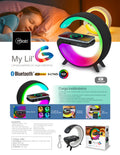 9388-Mlab Parlante My Lil G 5 IN 1 Cargador Inalámbrico + Luz RGB + Reloj + Alarma Black