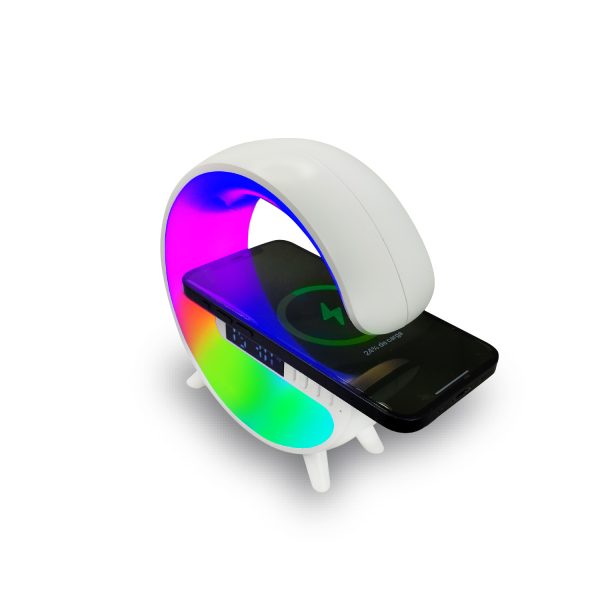 9389-Mlab Parlante My Lil G 5 IN 1 Cargador Inalámbrico + Luz RGB + Reloj + Alarma White - Image 3
