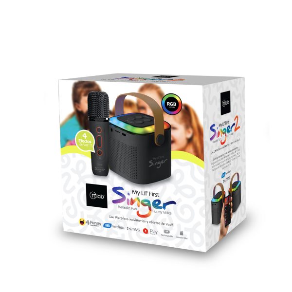 9390 - Mlab karaoke My Lil First Singer con luz RGB 1 micrófono inalámbrico Black - Image 5