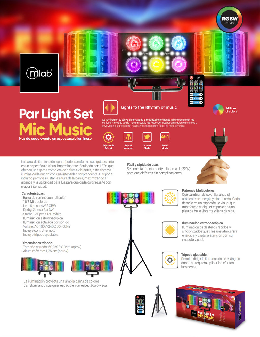9426 – Luces Par Light Set Mic Music