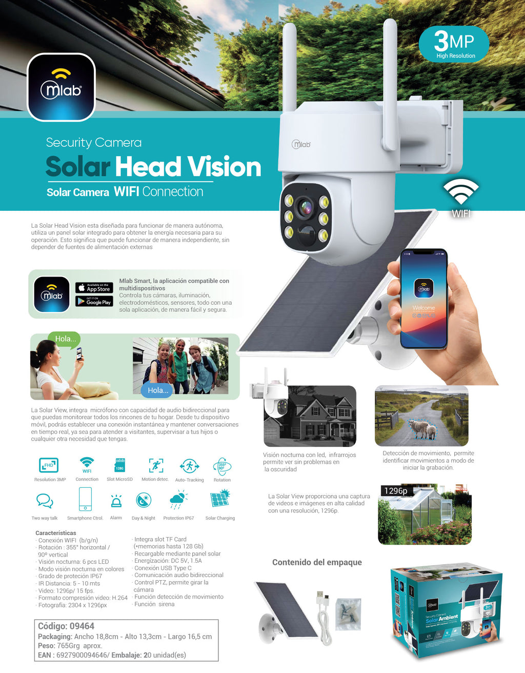 9464 – Security Camera Solar Head Vision