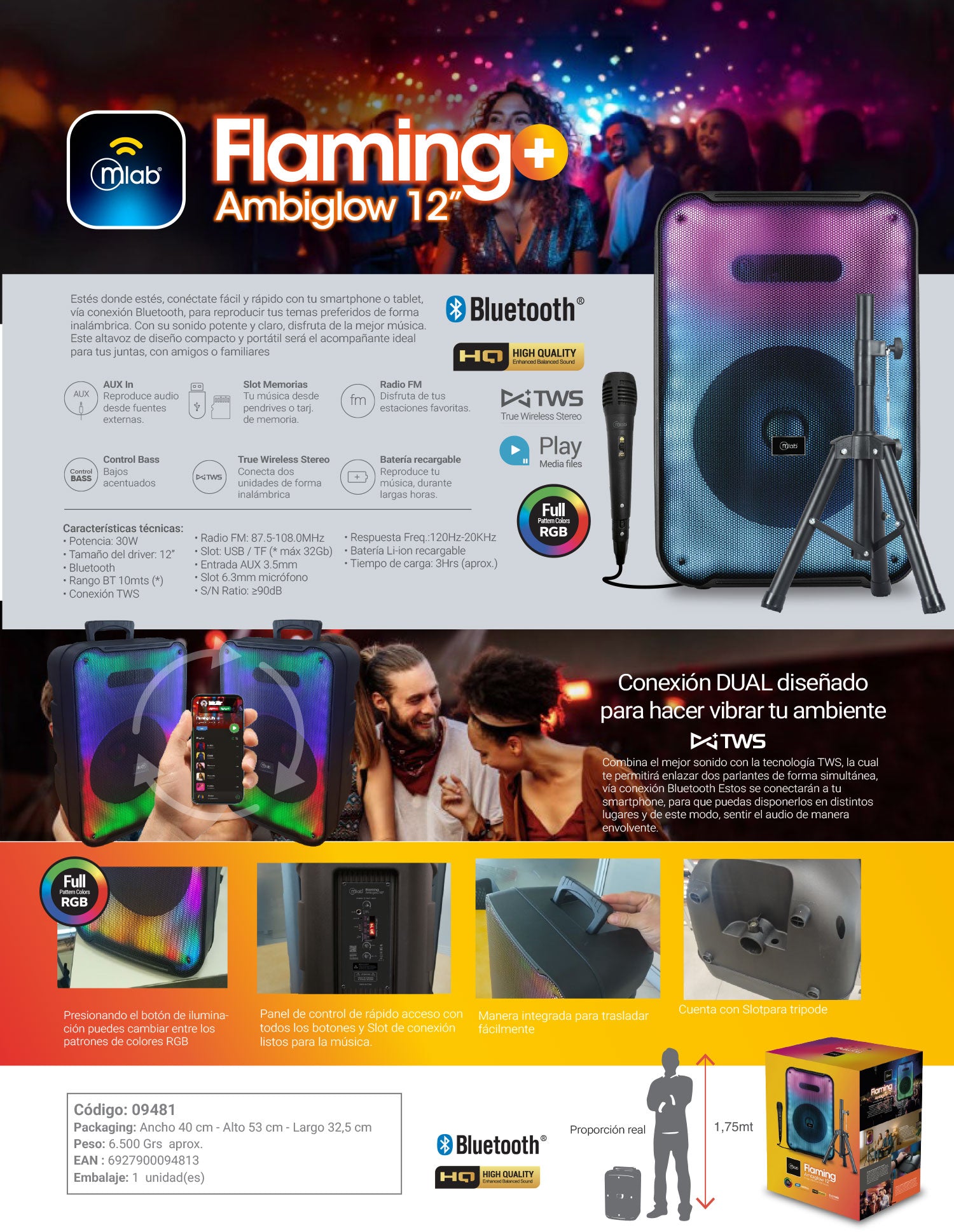 9481 – Flaming Ambiglow 12″+Tripod