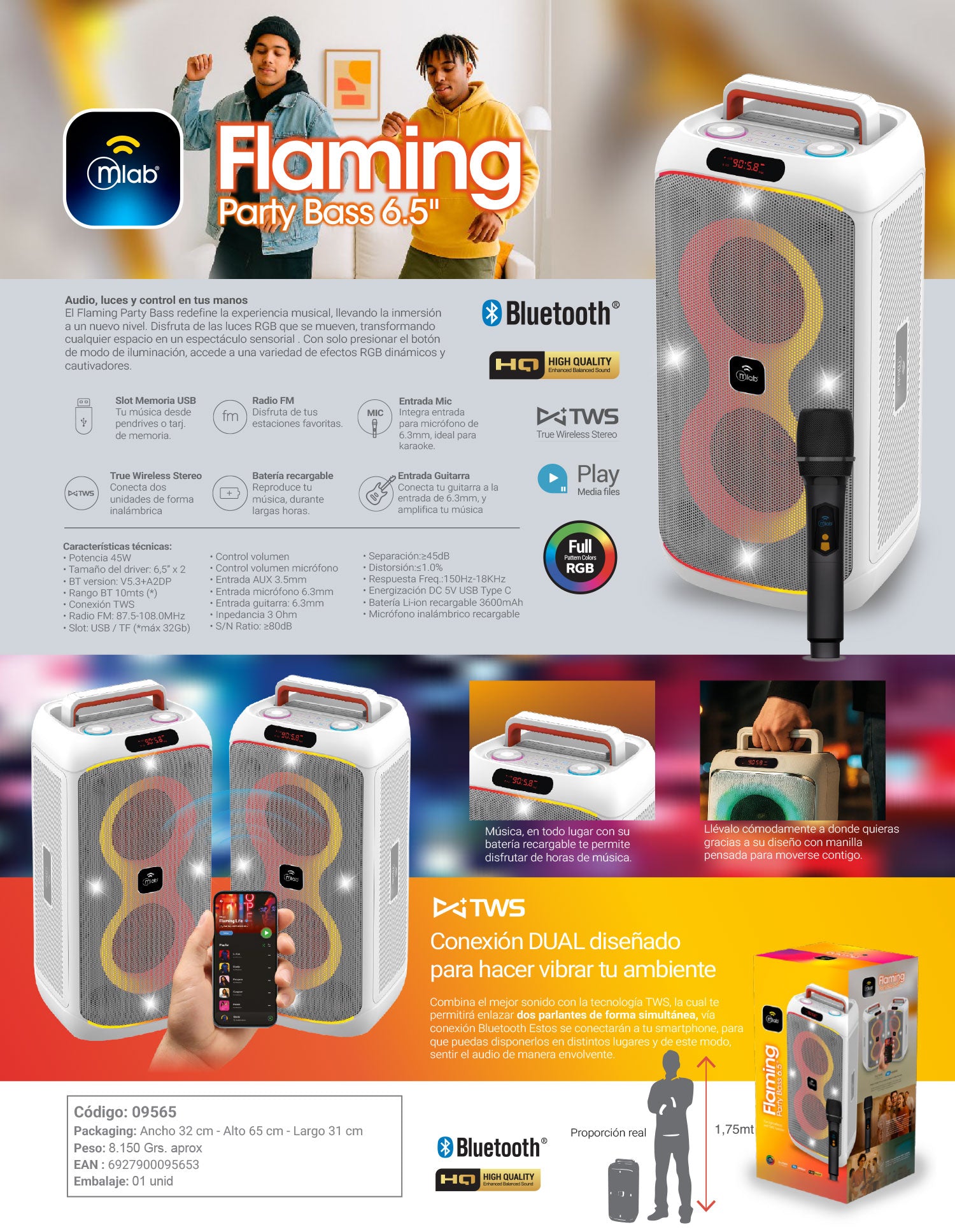 9565 – Flaming Party Bass 6.5″