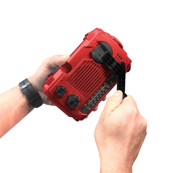 9583 - Radio Emergency Alert Disaster Rechargeable Dinamo Solar - Red - Image 2