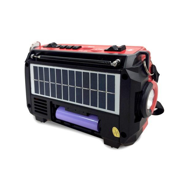 9583 - Radio Emergency Alert Disaster Rechargeable Dinamo Solar - Red - Image 3