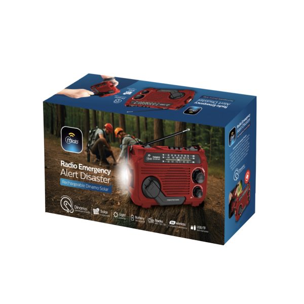 9583 - Radio Emergency Alert Disaster Rechargeable Dinamo Solar - Red - Image 5