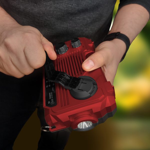 9583 - Radio Emergency Alert Disaster Rechargeable Dinamo Solar - Red - Image 6