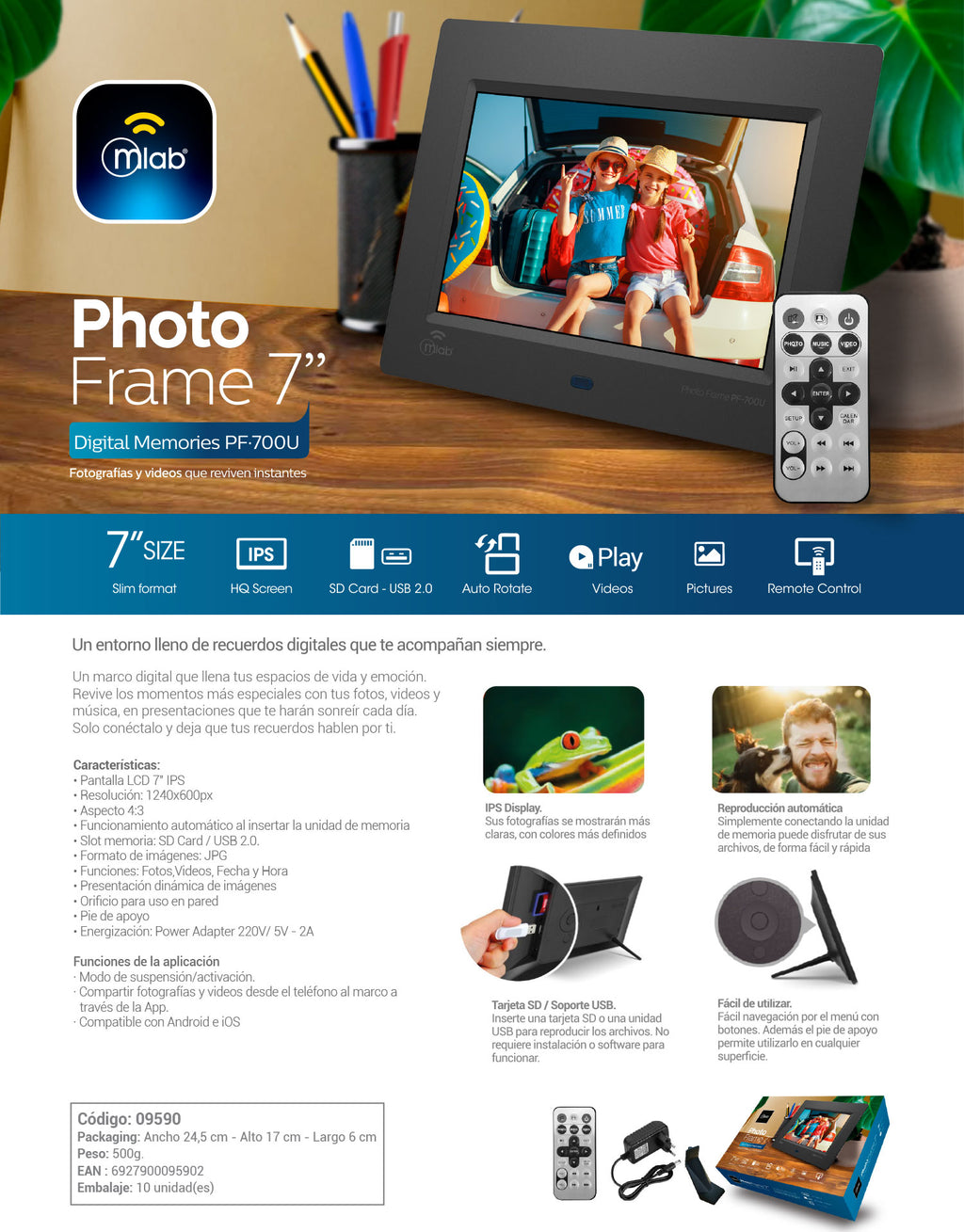 9590 – Photo Frame 7″ Digital Memories PF700U