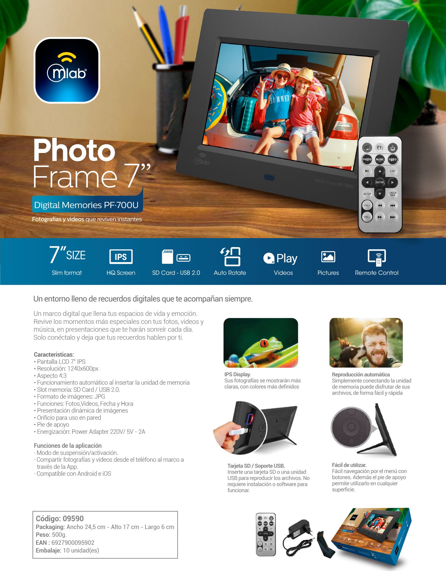 9590 – Photo Frame 7″ Digital Memories PF700U