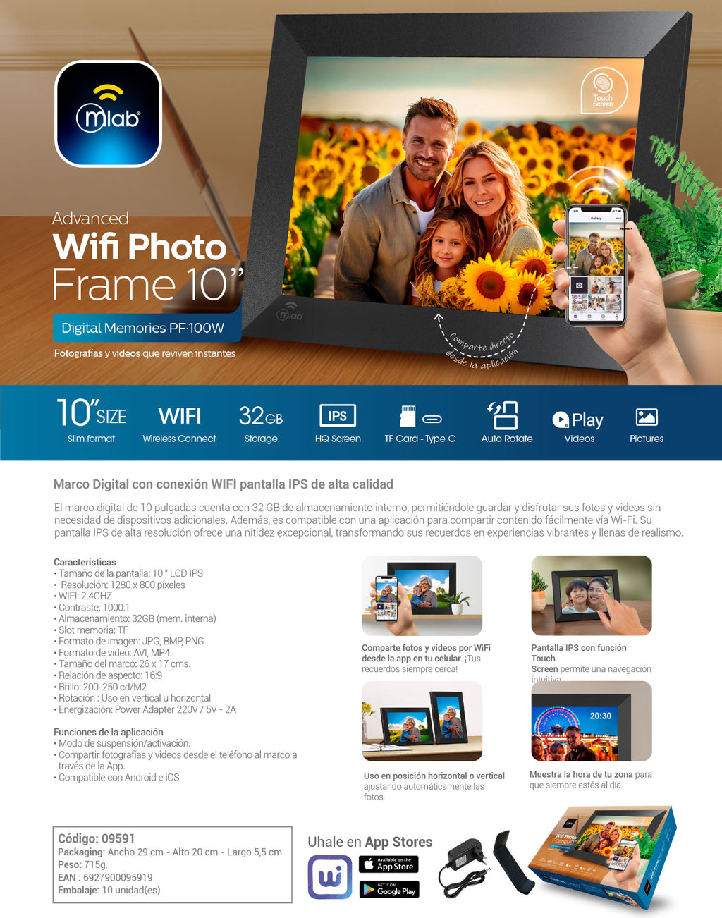 9591 – Advanced Wifi Photo Frame 10″ Digital Memories PF100W