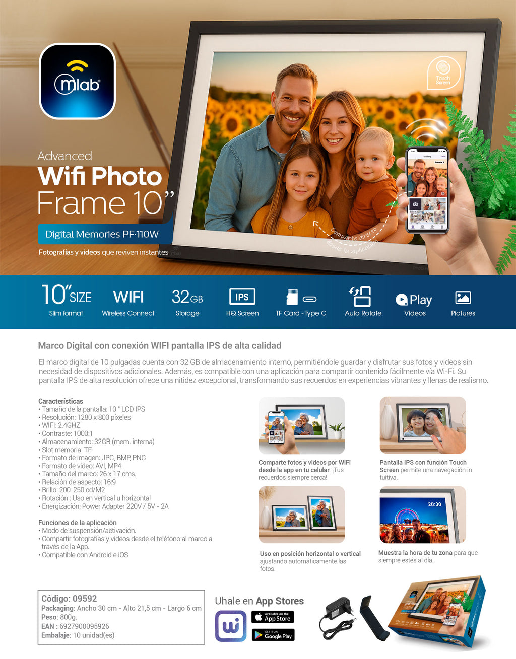 9592 – Advanced Wifi Photo Frame 10″ Digital Memories PF110W