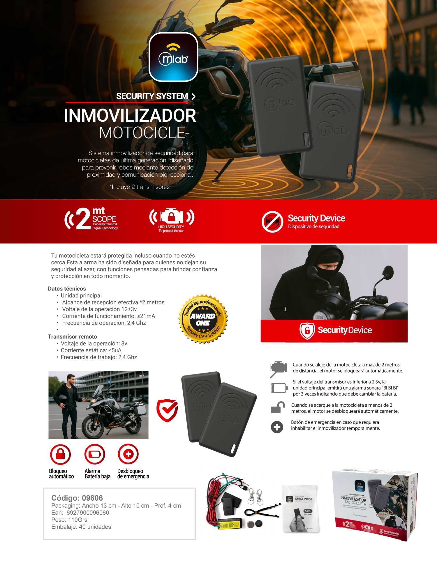 9606 – Inmovilizador Motocicleta