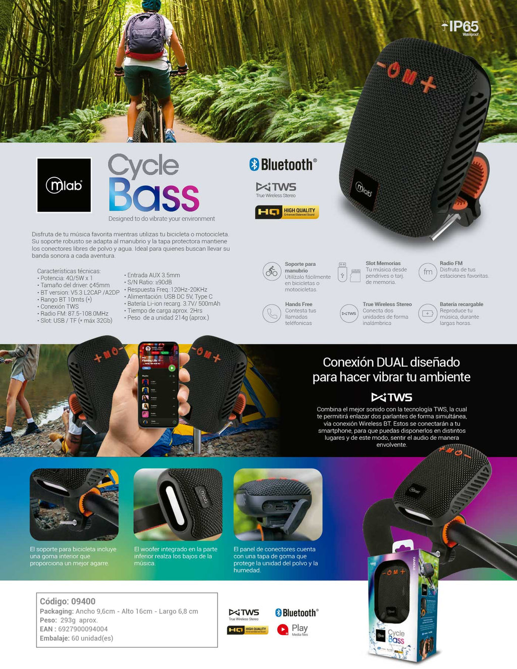 9400 – Mlab Parlante TWS Cycle Bass