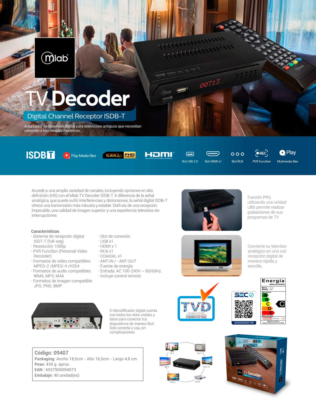 9407 – Decodificador Señal TV Digital ISDB-T