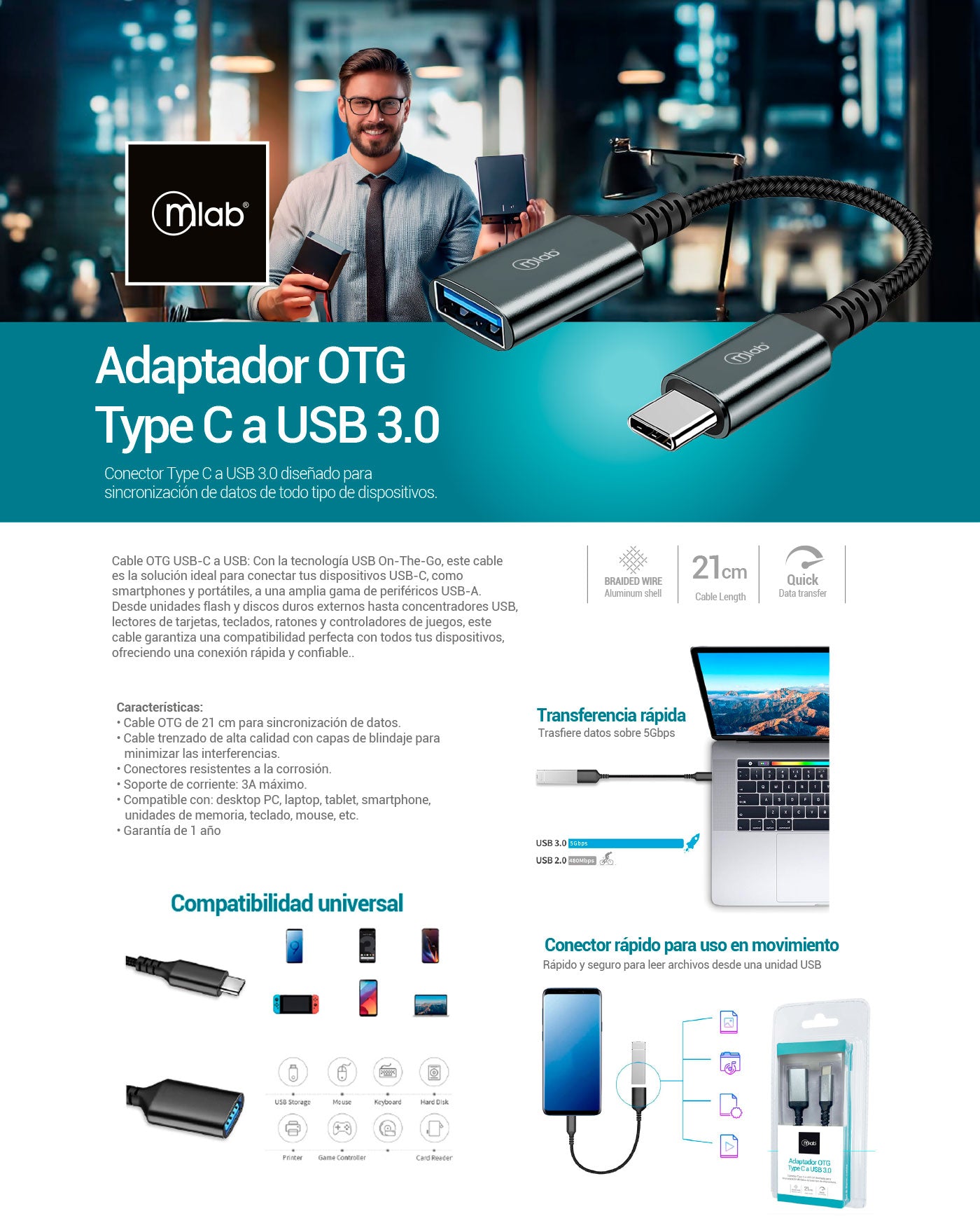 9352- Adaptador TYPE C a Jack USB 3.0
