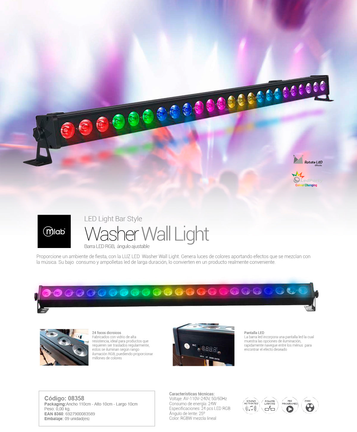 8358 – Luz Fiesta WasherWall Light – LED Light Bar Style