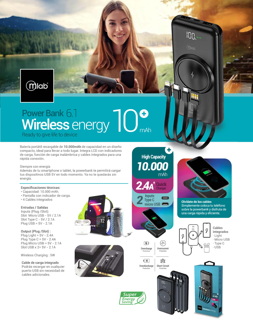 9410 – Power Bank 6.1 Wireless energy 10.000 mAh