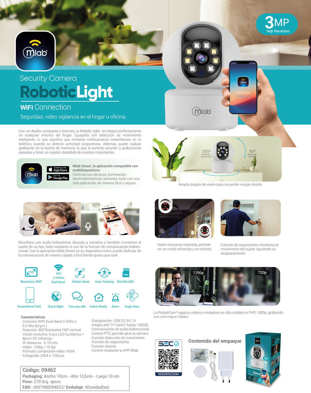 9462 – Security Camera Robotic Light WIFI Connection