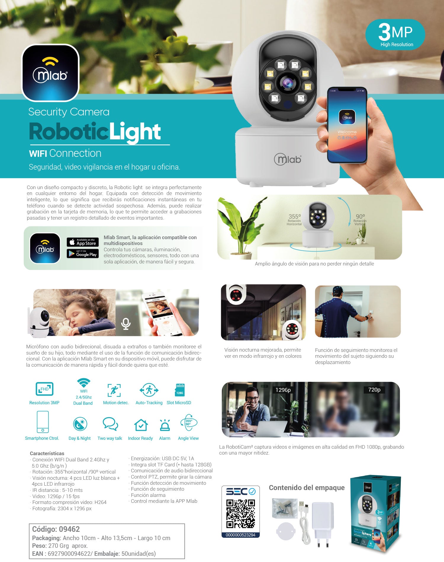 9462 – Security Camera Robotic Light WIFI Connection