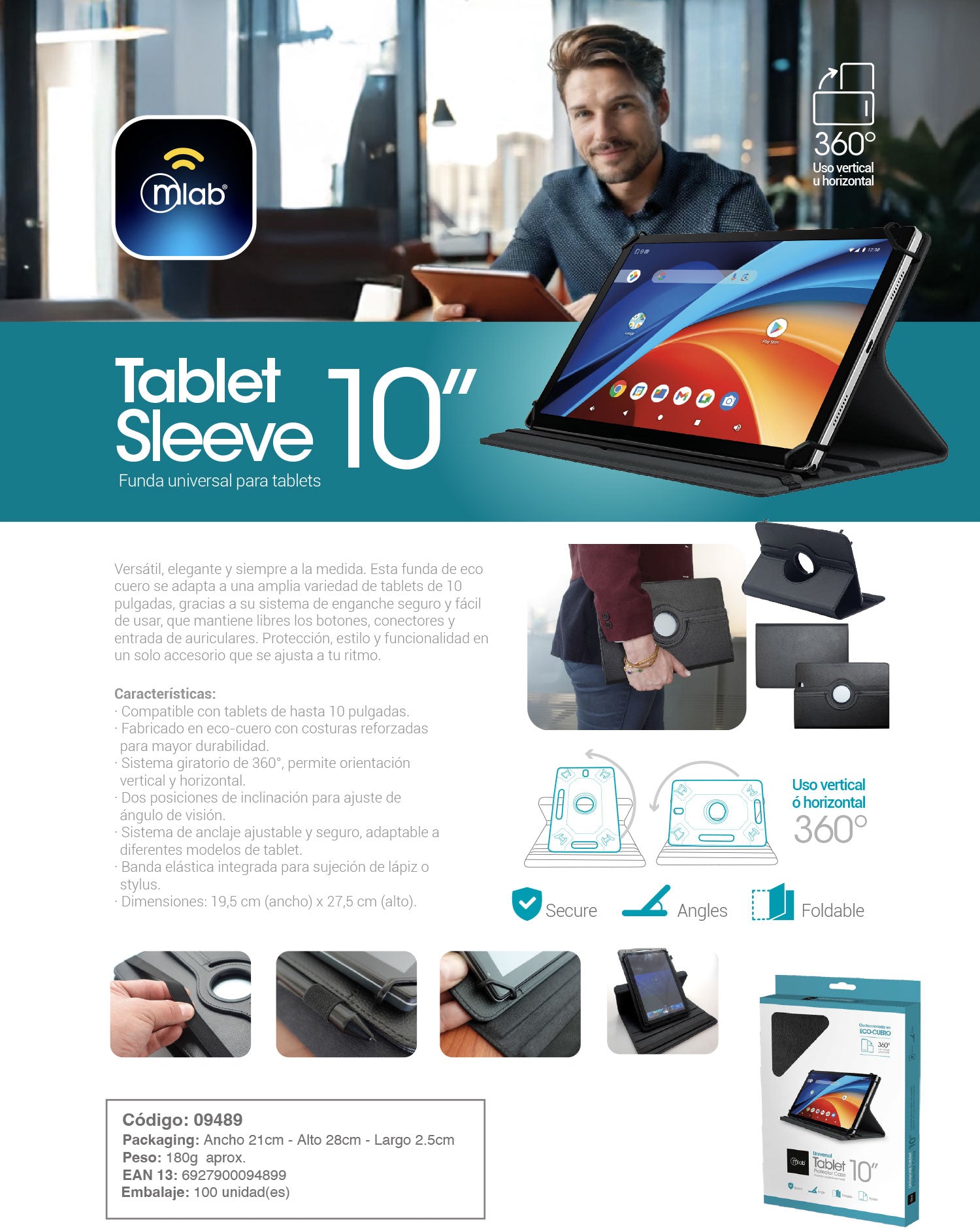 9489 – Tablet Sleeve 10″ Funda universal para tablets 10”