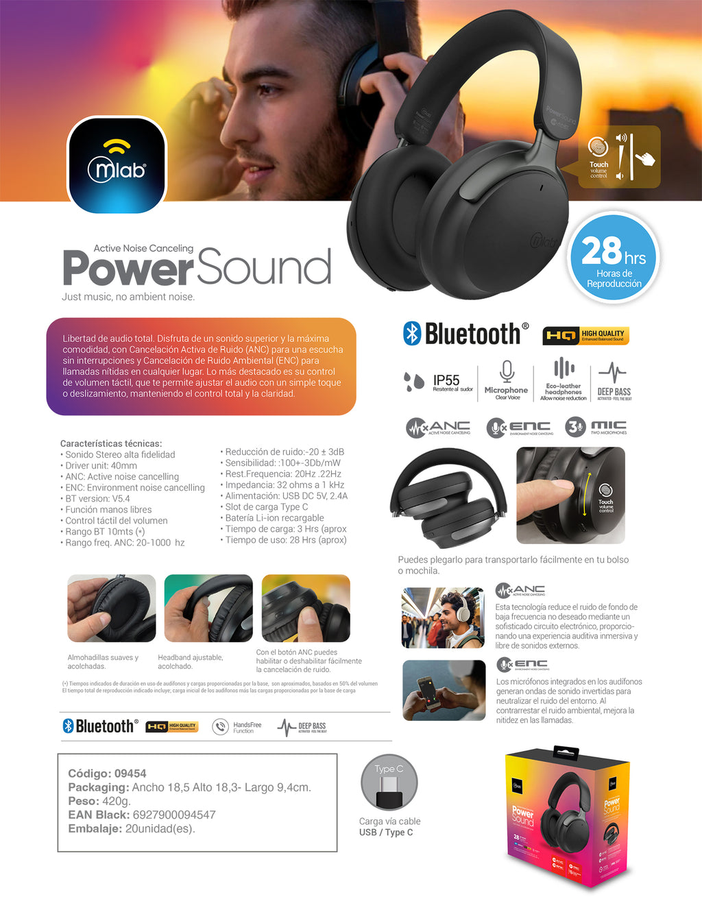 9454 – Power Sound – Active Noise Canceling